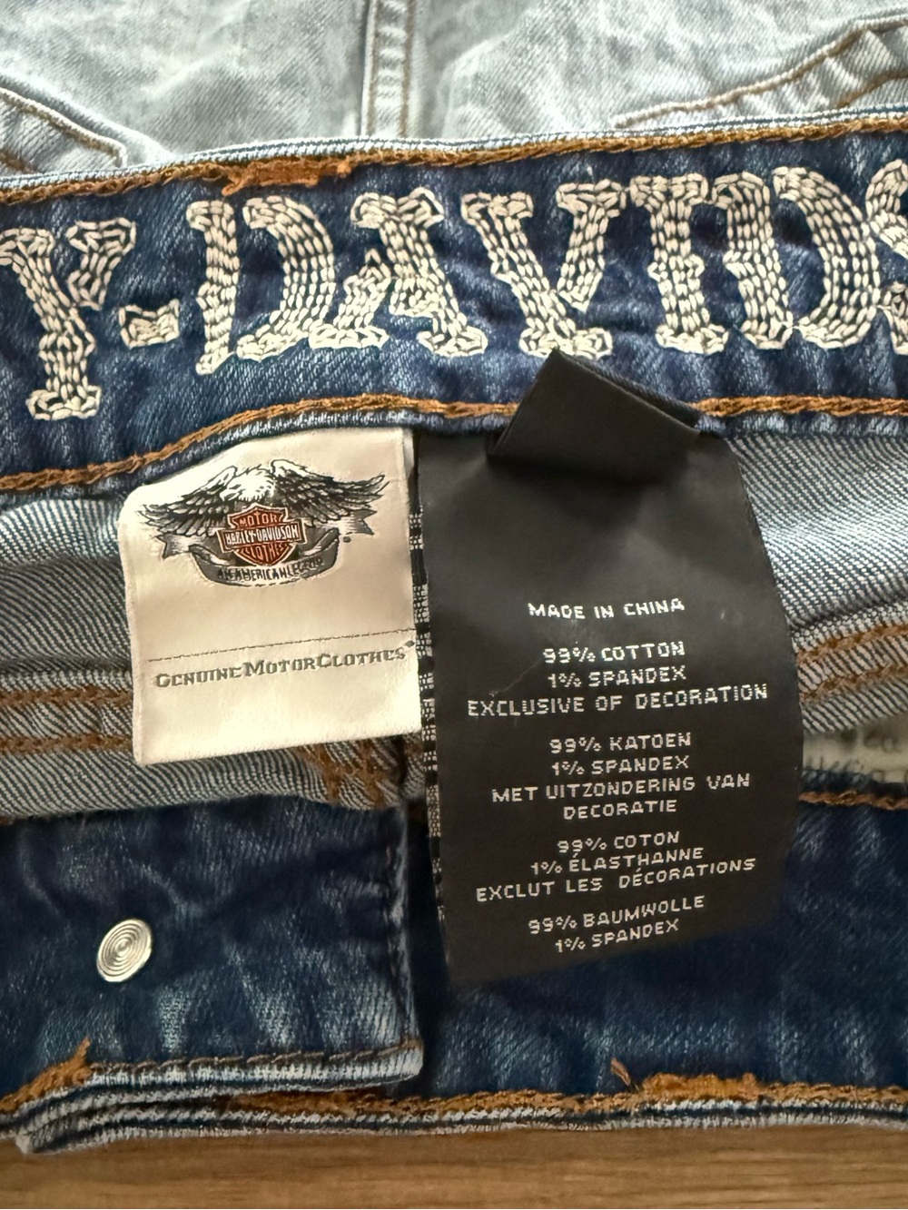 Harley-Davidson Denim Distressed Y2K Mini Skirt Embellished Cut Jeans Women 14 - Picture 11 of 14